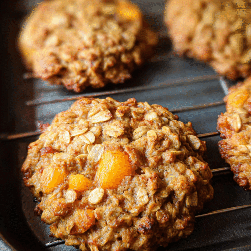 Healthy peach oatmeal breakfast cookies in the air fryer