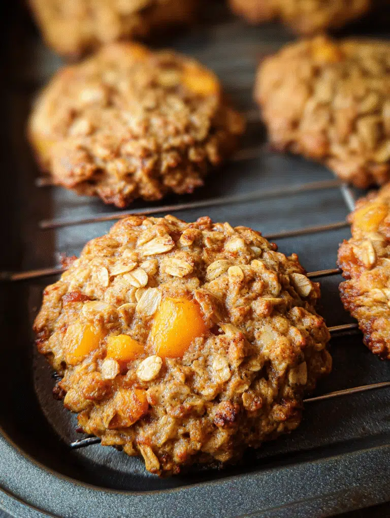 Healthy peach oatmeal breakfast cookies in the air fryer