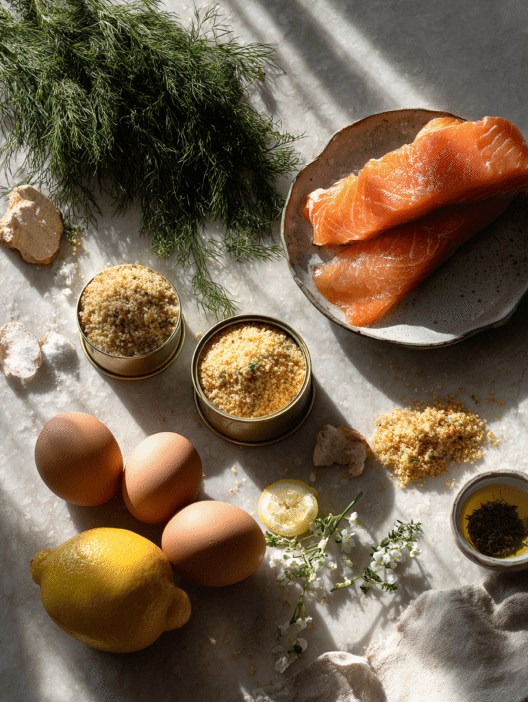 Crispy easy salmon patties in air fryer with lemon and herbs