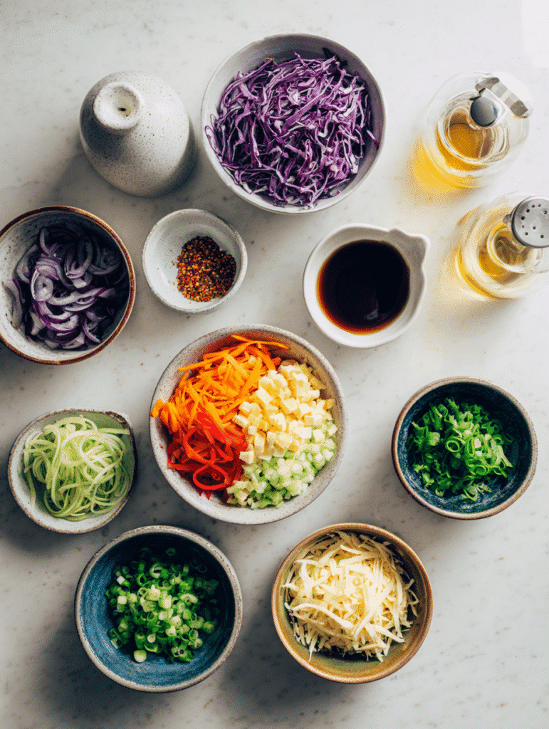 Ingredients for Veggie & Cheese Spring Rolls