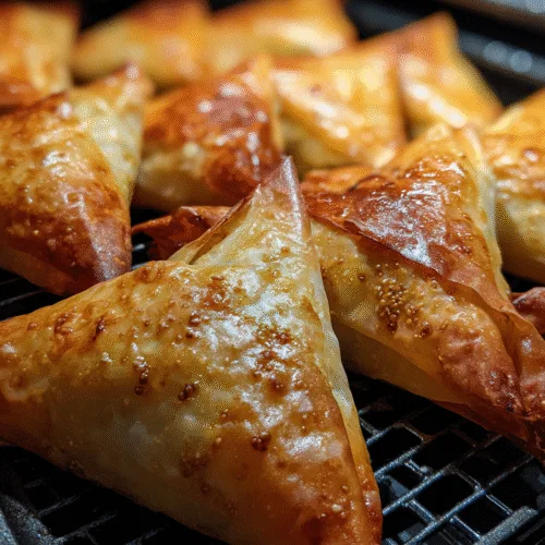 air fryer frozen spanakopita in a basket