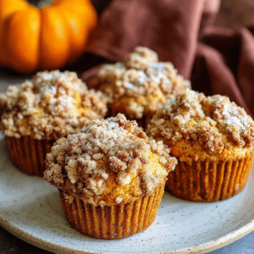Apple Pumpkin Streusel Muffins in Air Fryer freshly baked close-up