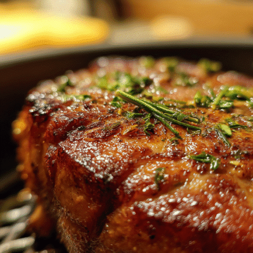Beef chuck roast steak in air fryer with golden crust
