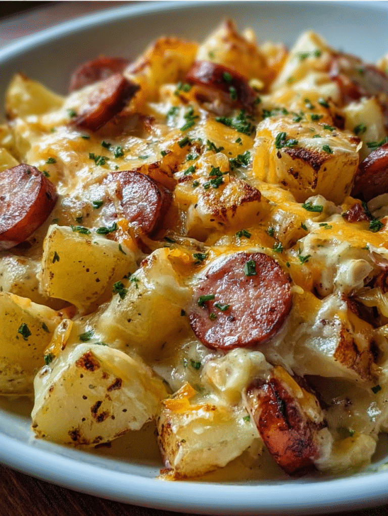 Cheesy Ranch Potatoes and Smoked Sausage in Air Fryer