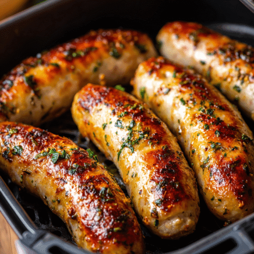 Crispy chicken sausages in air fryer