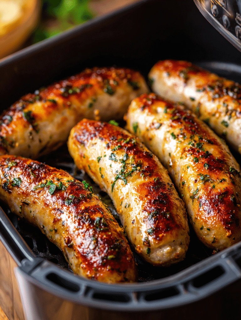 Crispy chicken sausages in air fryer