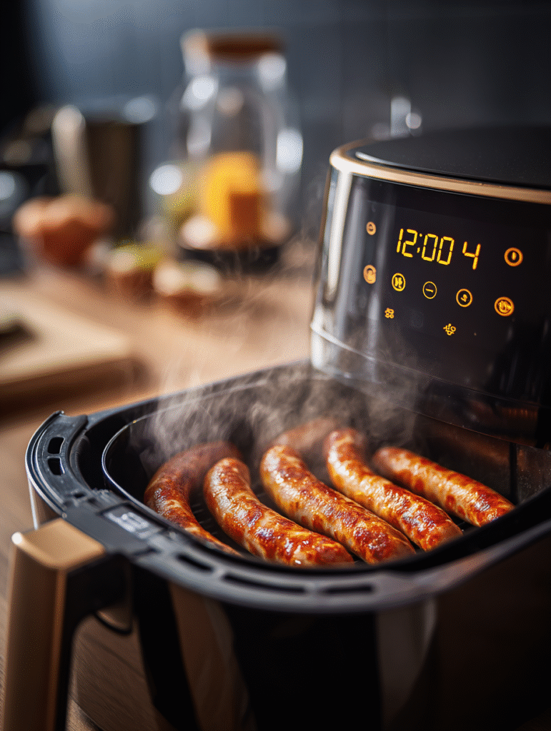 cooking time for sausages in air fryer at 375 degrees