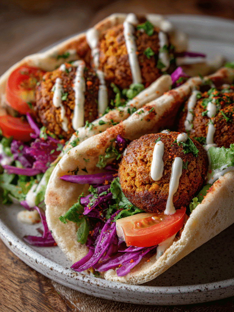 Crispy Air Fryer Falafel served in pita bread with tahini sauce
