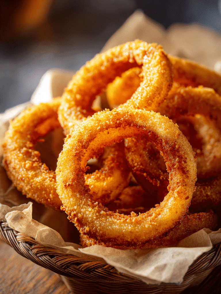 Crispy Air Fryer Onion Rings served in a basket