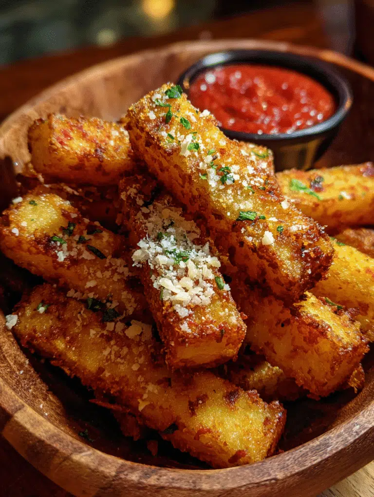 Crispy Air Fryer Polenta Fries – Italian-Inspired Snack served with marinara
