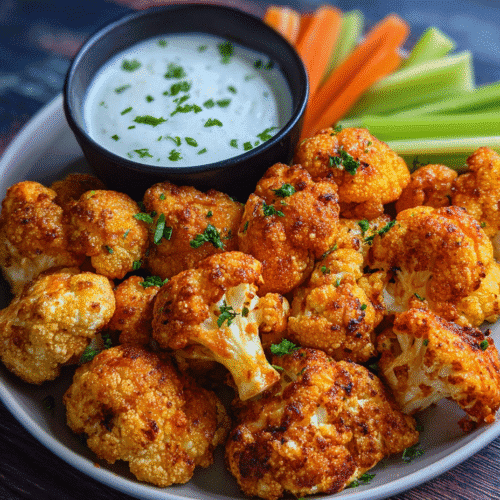 Crispy frozen cauliflower wings in air fryer