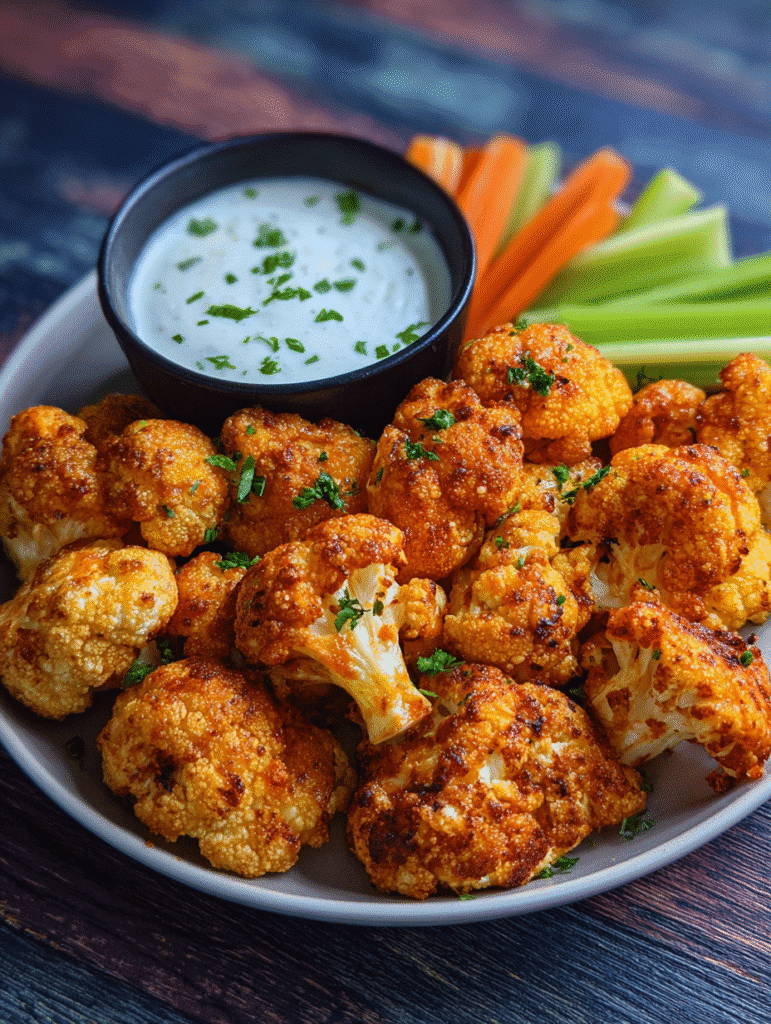 Crispy frozen cauliflower wings in air fryer
