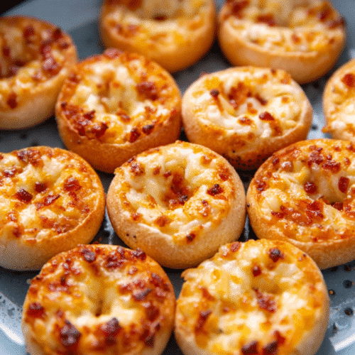 Frozen Bagel Bites in Air Fryer – Crispy Mini Pizza Close-Up