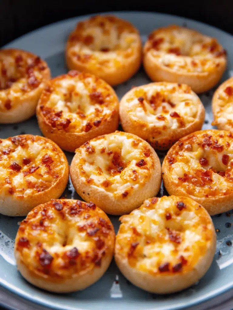 Frozen Bagel Bites in Air Fryer – Crispy Mini Pizza Close-Up