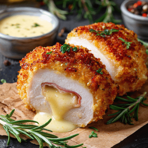 frozen chicken cordon bleu in air fryer crispy result