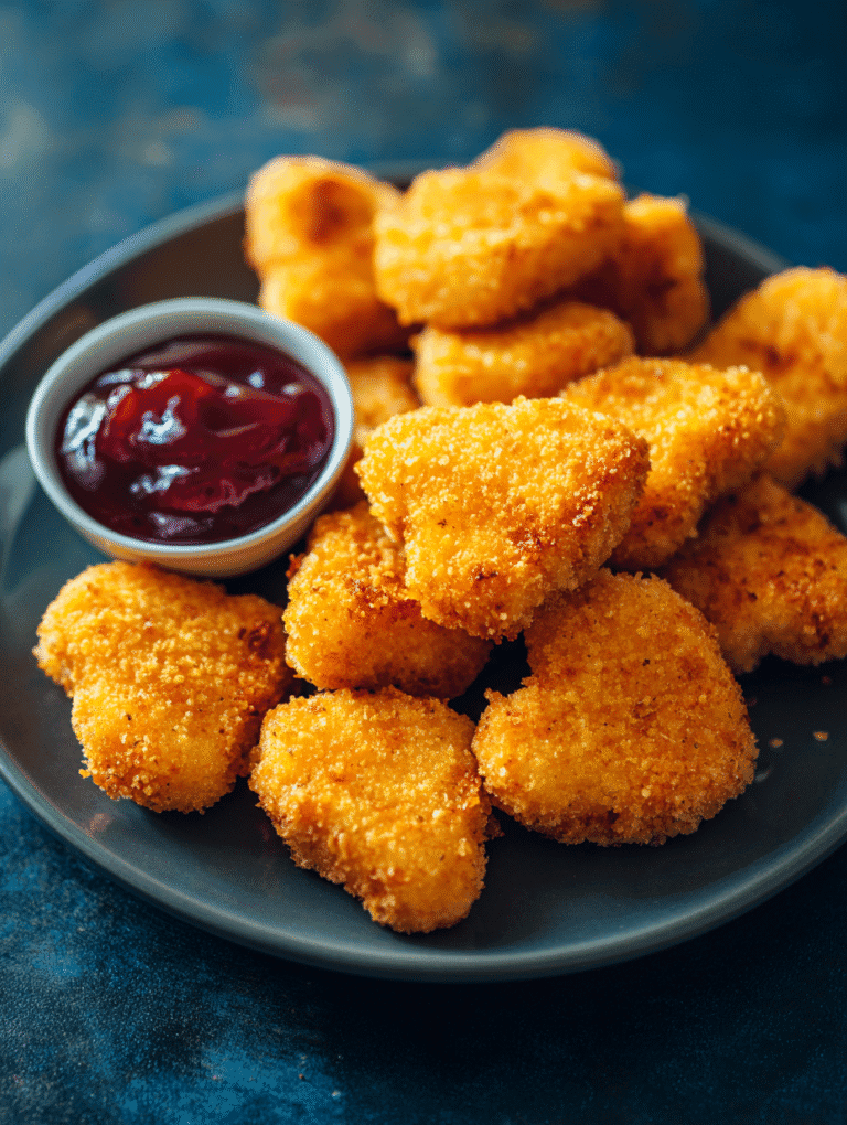 Frozen dino nuggets in air fryer freshly cooked