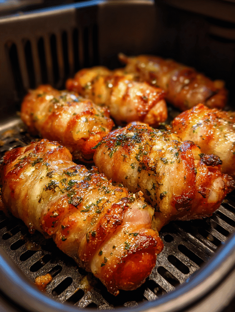 Frozen pigs in a blanket in air fryer basket