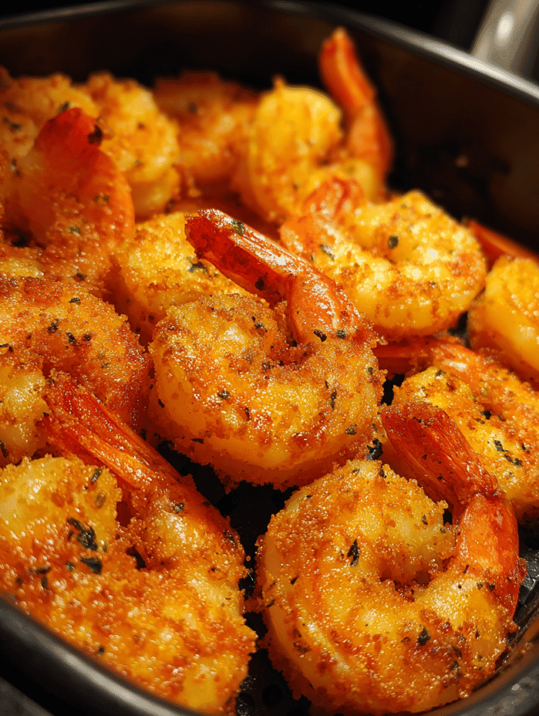 Crispy frozen shrimp in air fryer cooked to perfection