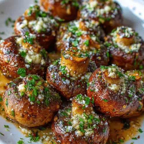 Garlic Butter Air Fryer Mushrooms in Air Fryer Basket