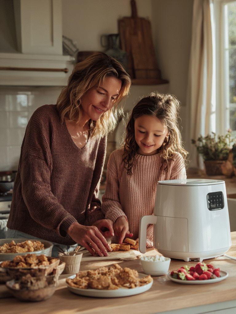 Mother and daughter preparing Gluten-Free Air Fryer Snack Ideas