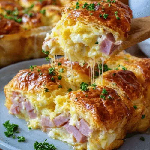 Delicious Ham and Cheese Croissant Casserole Recipe