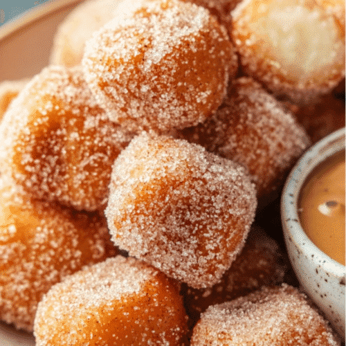 Healthy air fryer churro bites on a rustic plate