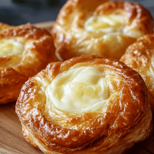 Homemade Cheese Danish in Air Fryer on wooden counter