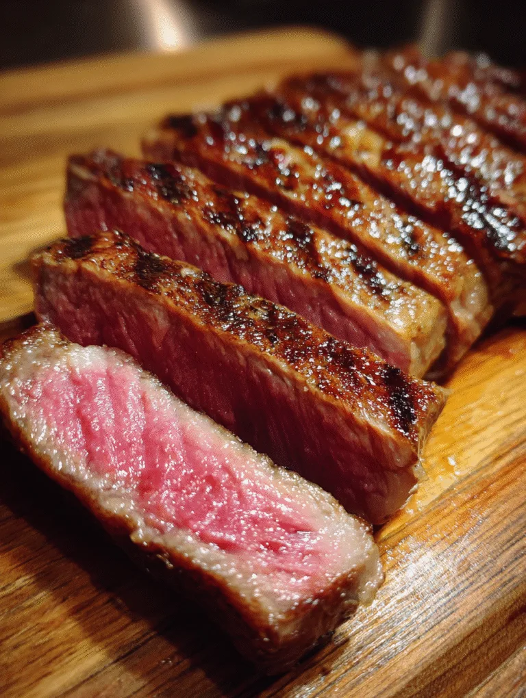 how long to cook steak in air fryer medium-rare sliced on wooden board