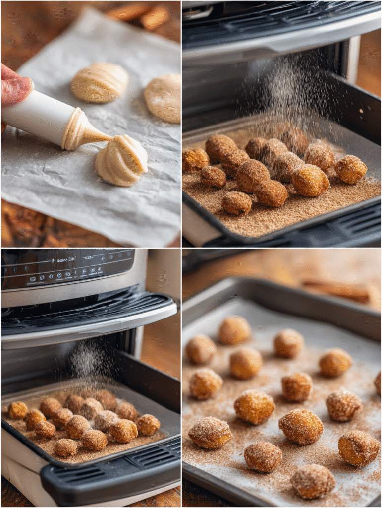 Making healthy air fryer churro bites step-by-step
