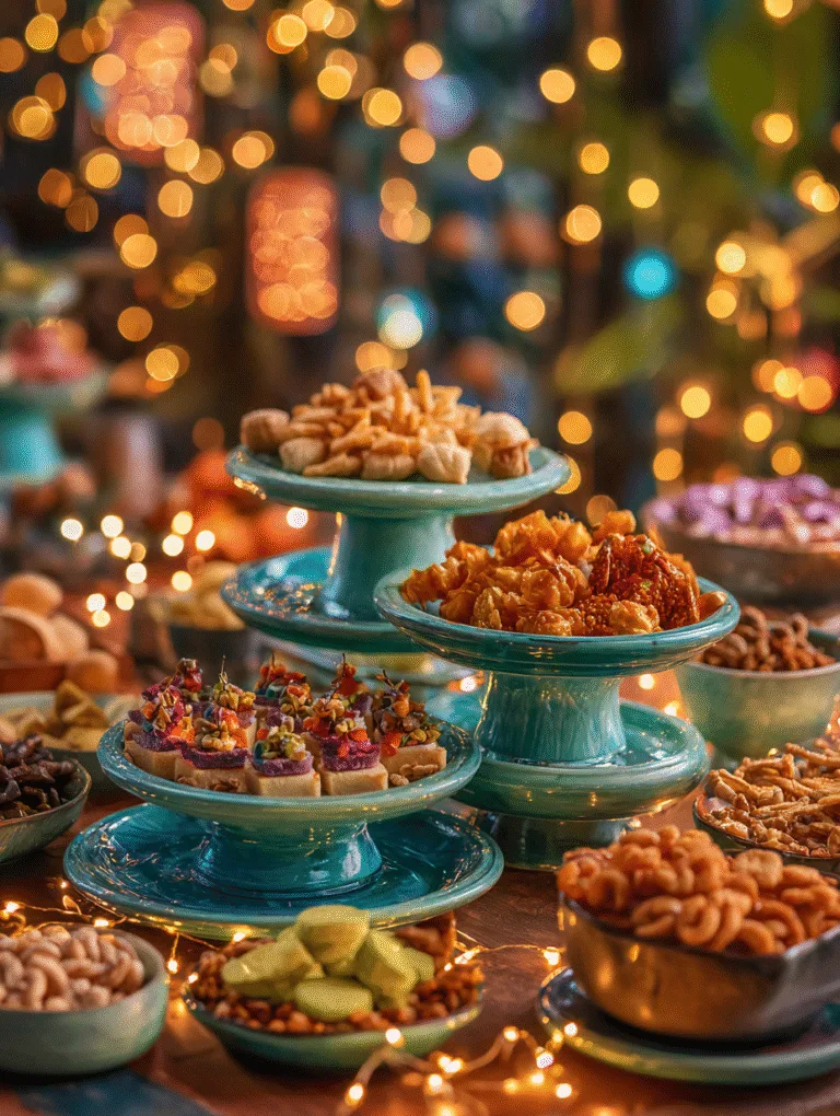 Party appetizer ideas colorful bite-sized snacks table