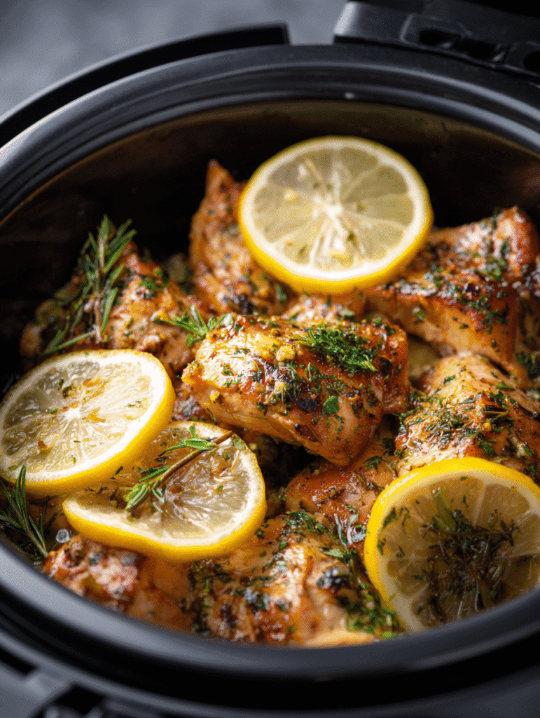 Crockpot prep for Slow Cooker Lemon Herb Chicken and Rice (made air fryer)