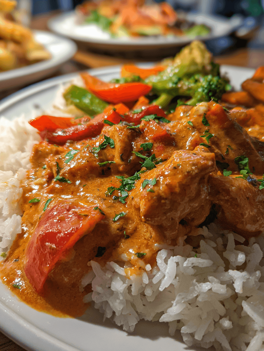 Quick And Easy Butter Chicken with Rice and Vegetables