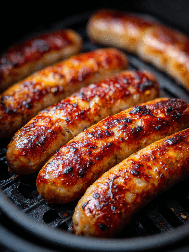 Sizzling sausage slices in air fryer