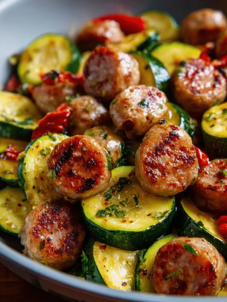 Skillet sausage and zucchini in air fryer cooking perfectly crispy