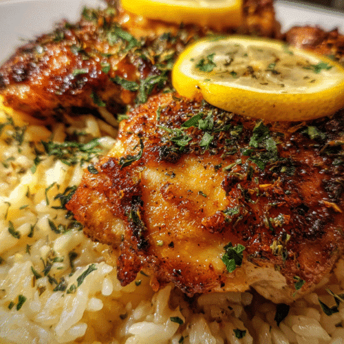 Slow Cooker Lemon Herb Chicken and Rice (made air fryer)