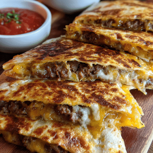 Smashburger Quesadillas with melted cheese and beef