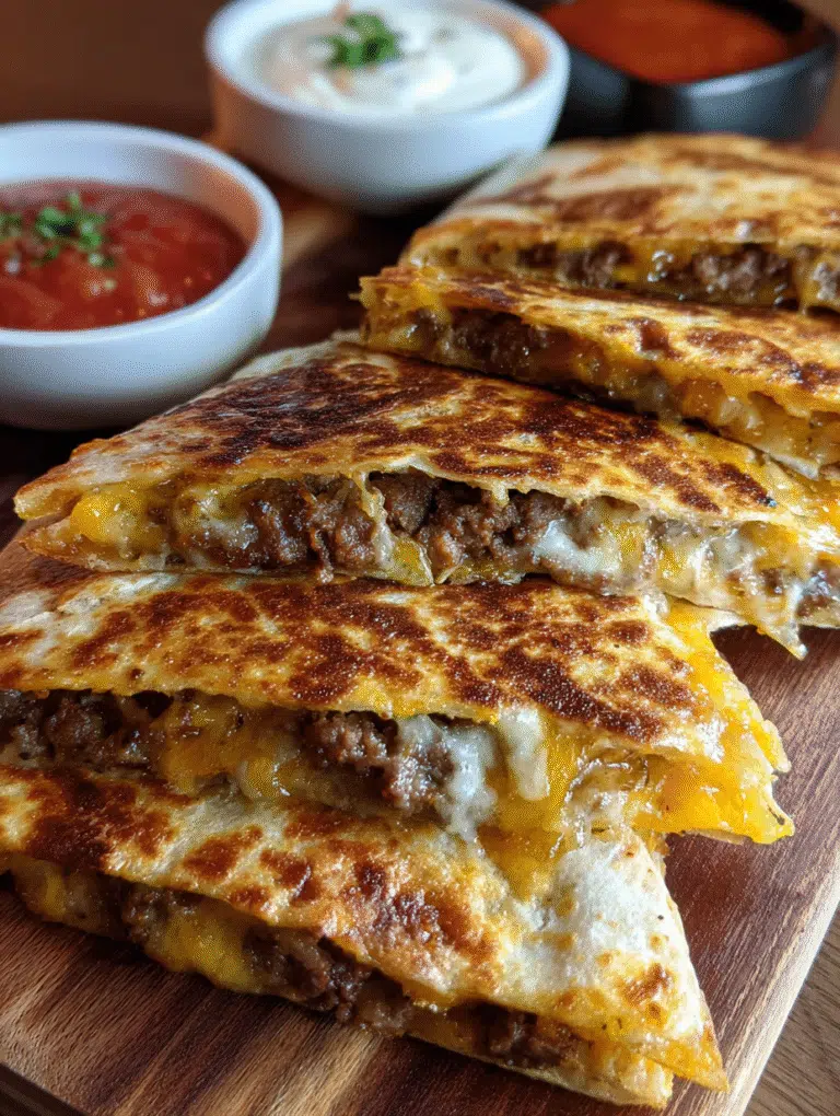 Smashburger Quesadillas with melted cheese and beef