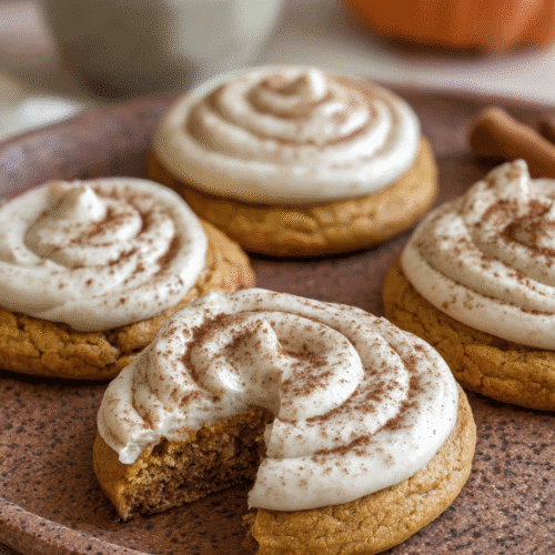 Soft Pumpkin Cookies with Cinnamon Frosting