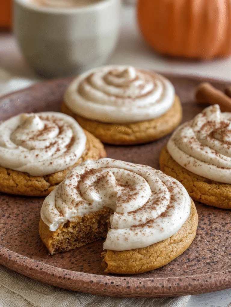 Soft Pumpkin Cookies with Cinnamon Frosting
