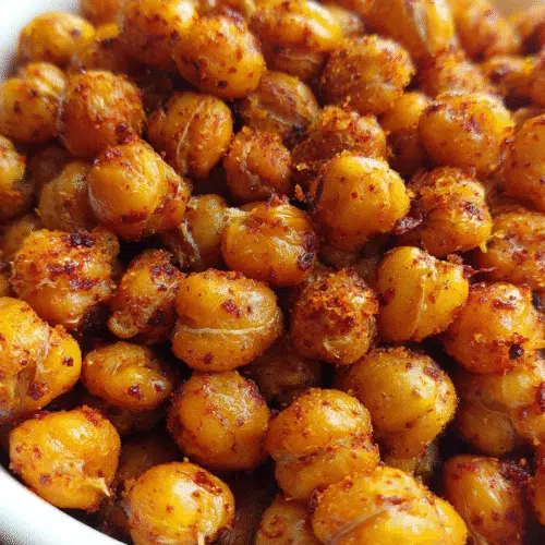 spicy roasted air fryer chickpeas – high protein crunch in bowl