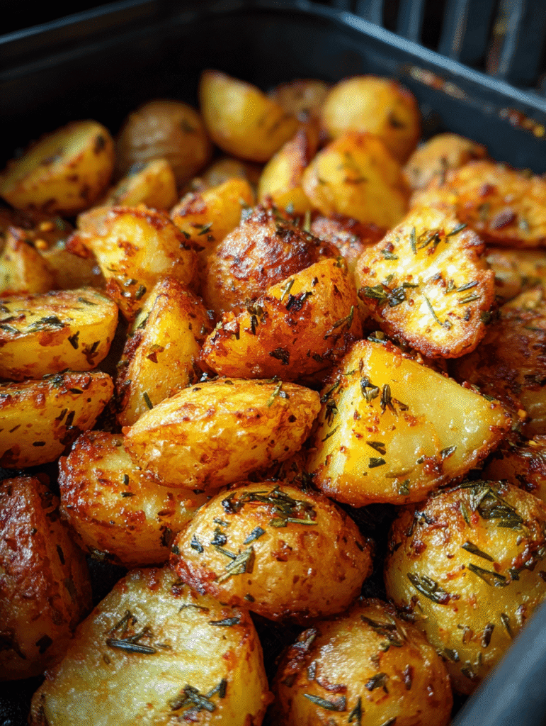 Air Fryer Breakfast Potatoes in crispy golden cubes
