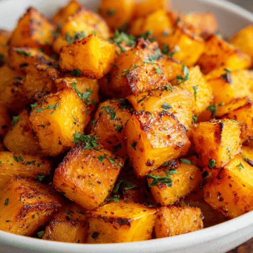 Air Fryer Butternut Squash crispy cubes