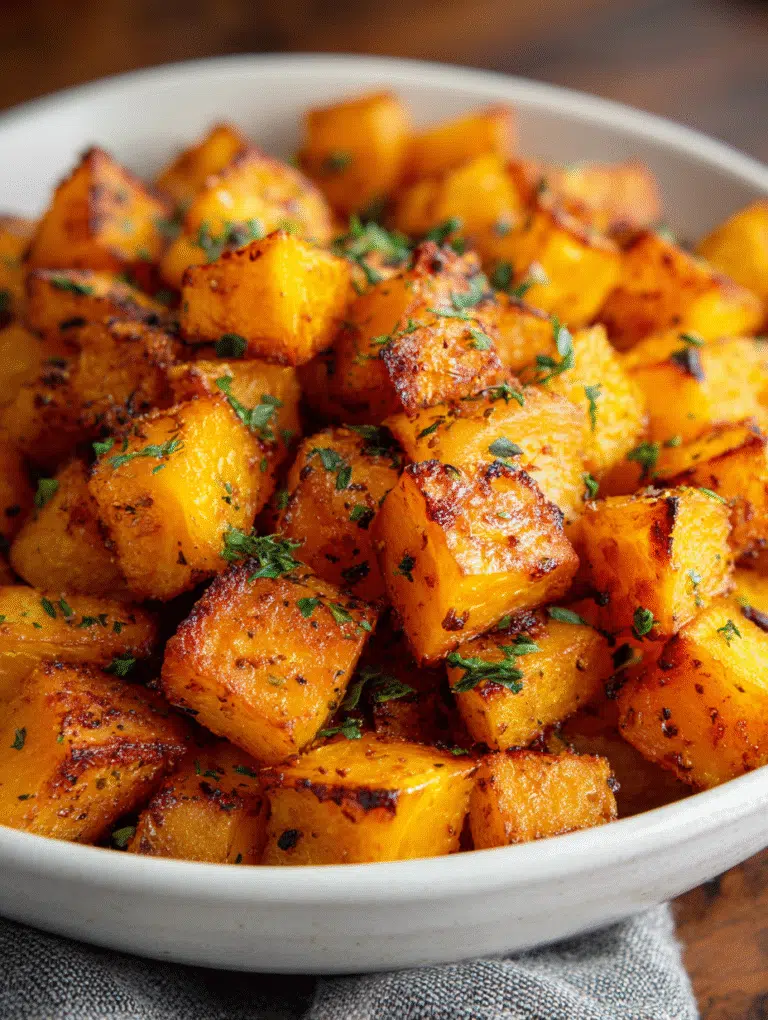 Air Fryer Butternut Squash crispy cubes