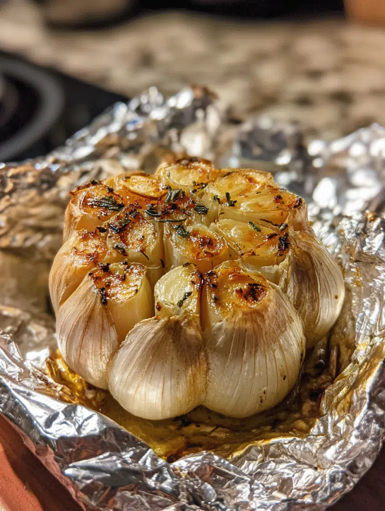 air fryer roasted garlic bulb close-up