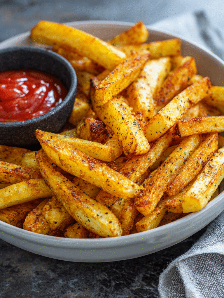 Crispy golden Air Fryer Turnip Fries close-up