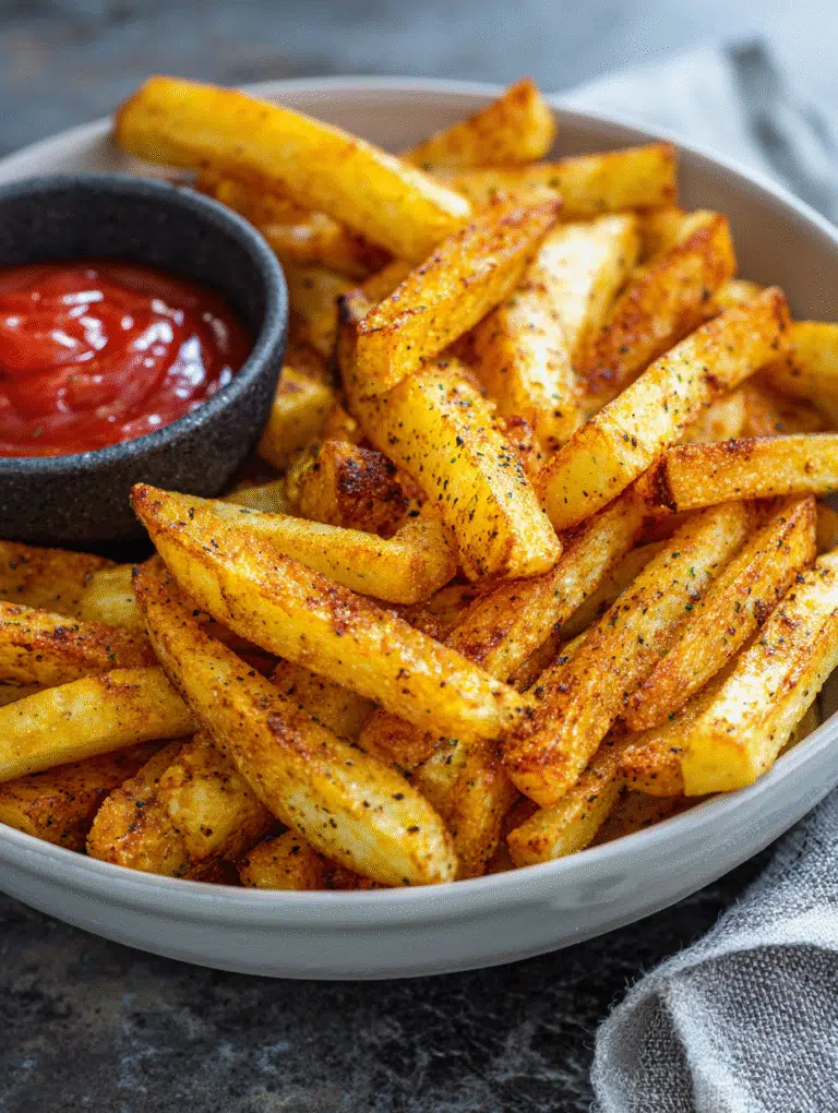 Crispy golden Air Fryer Turnip Fries close-up