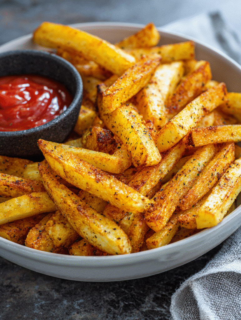 Crispy golden Air Fryer Turnip Fries close-up