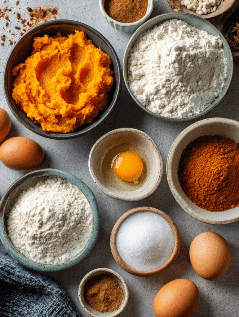 Mini Pumpkin Muffin Ingredients with Pumpkin Puree