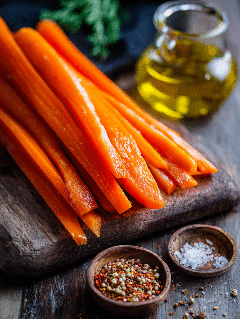 Preparing easy air fryer carrots with spices