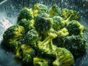 fresh broccoli tossed with olive oil and garlic powder